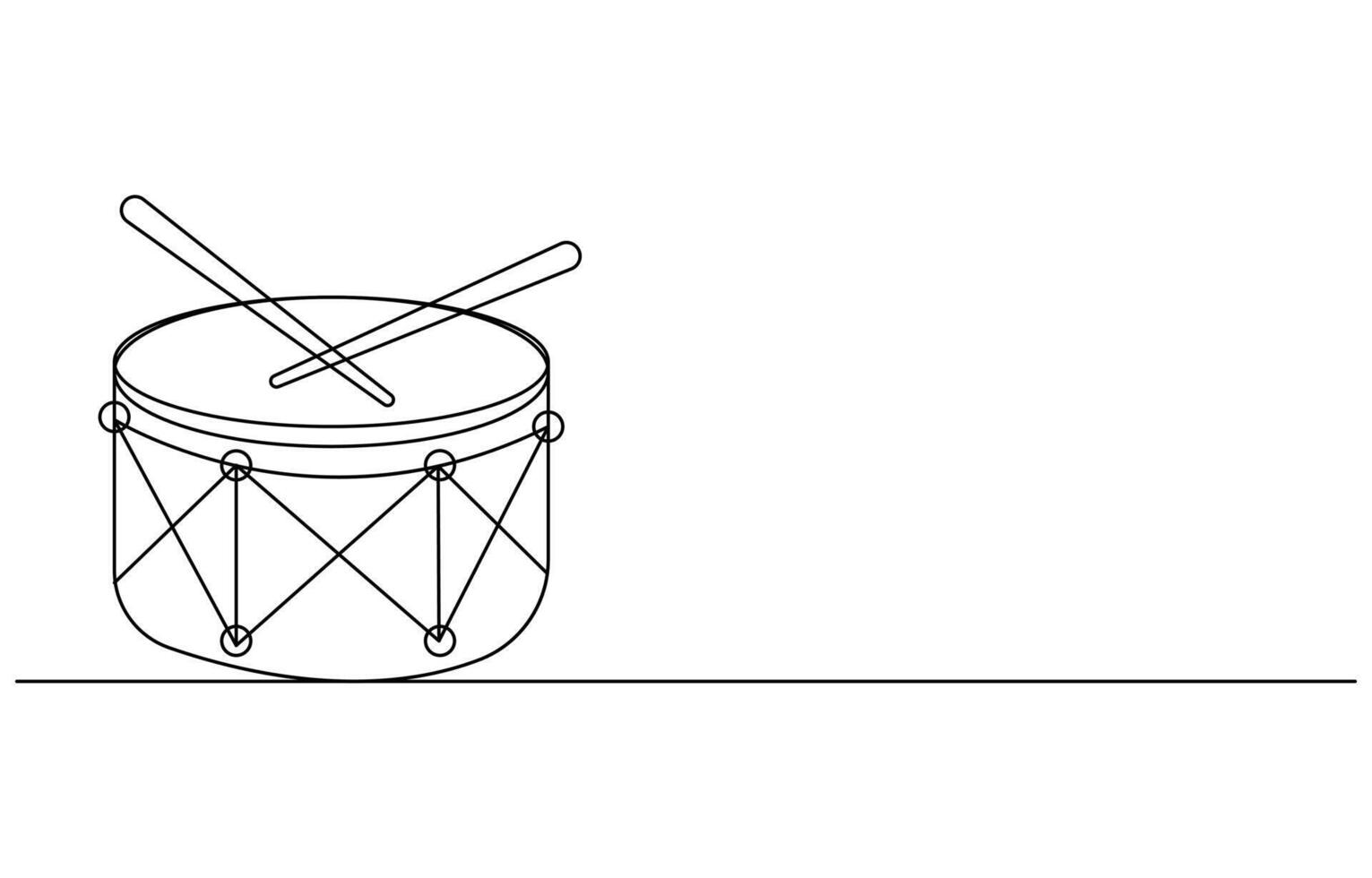 Continuous one line art world music day concept drum vector