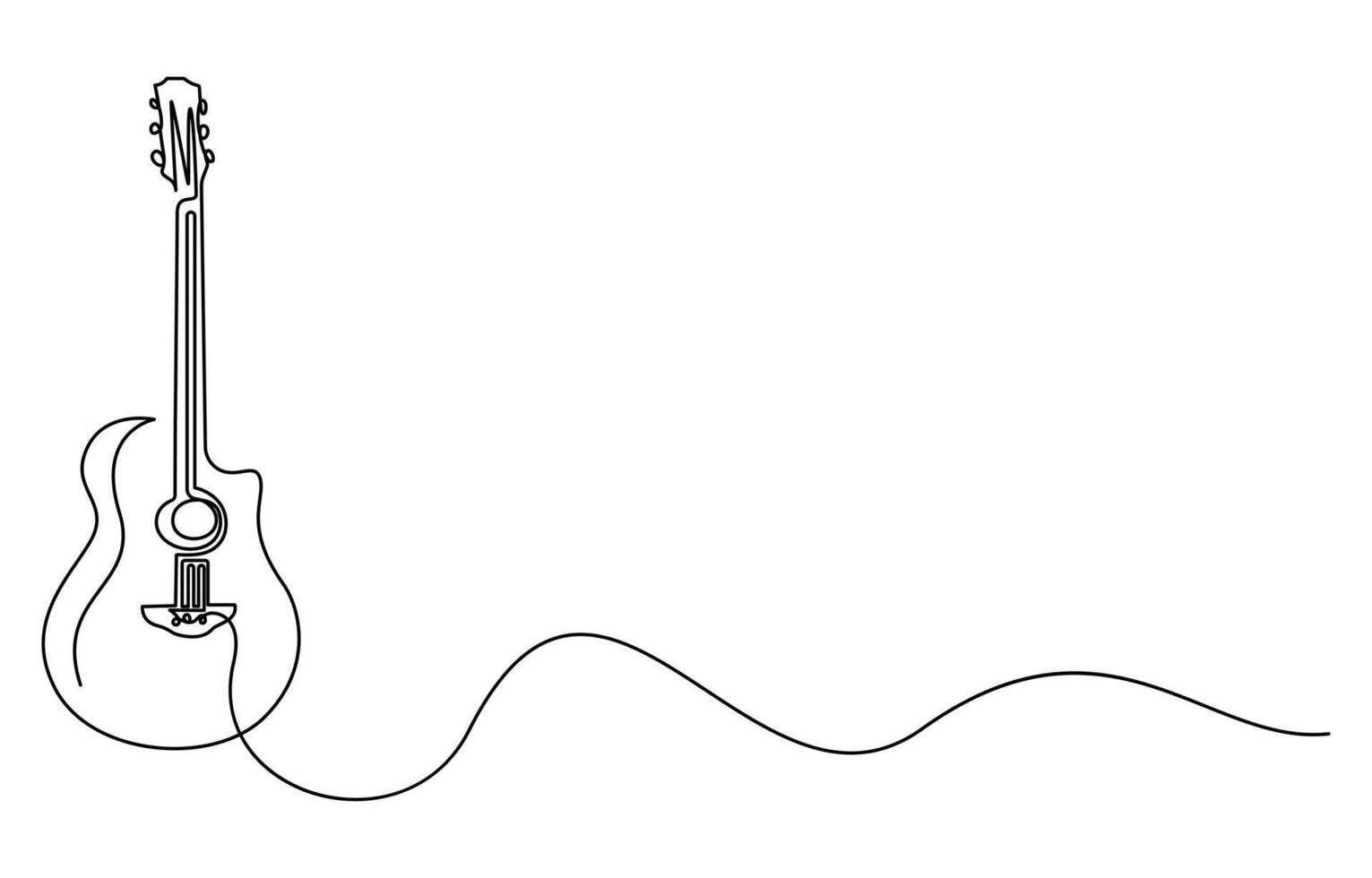 Continuous one line art world music day concept guitar vector