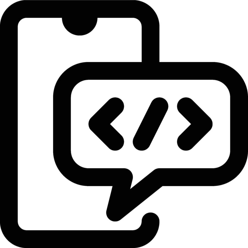 Mobile, Programming Language, Mobile Programming Outline Icon vector