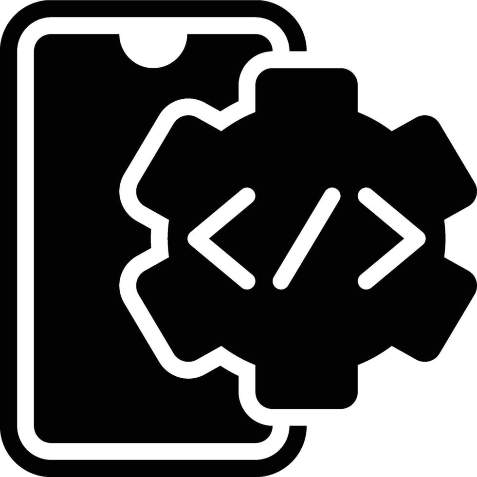 Mobile Engineering, App Development, Mobile Programming Glyph Solid Icon vector