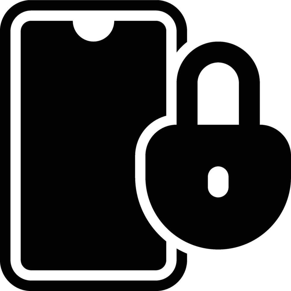 Lock, Phone, Smartphone Glyph Solid Icon vector