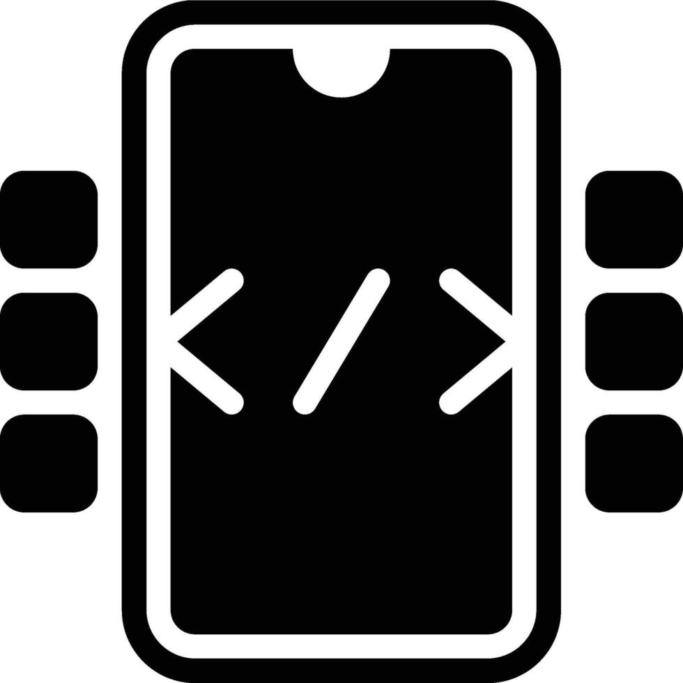 Fragmentation, Mobile Programming, Mobile App Glyph Solid Icon vector
