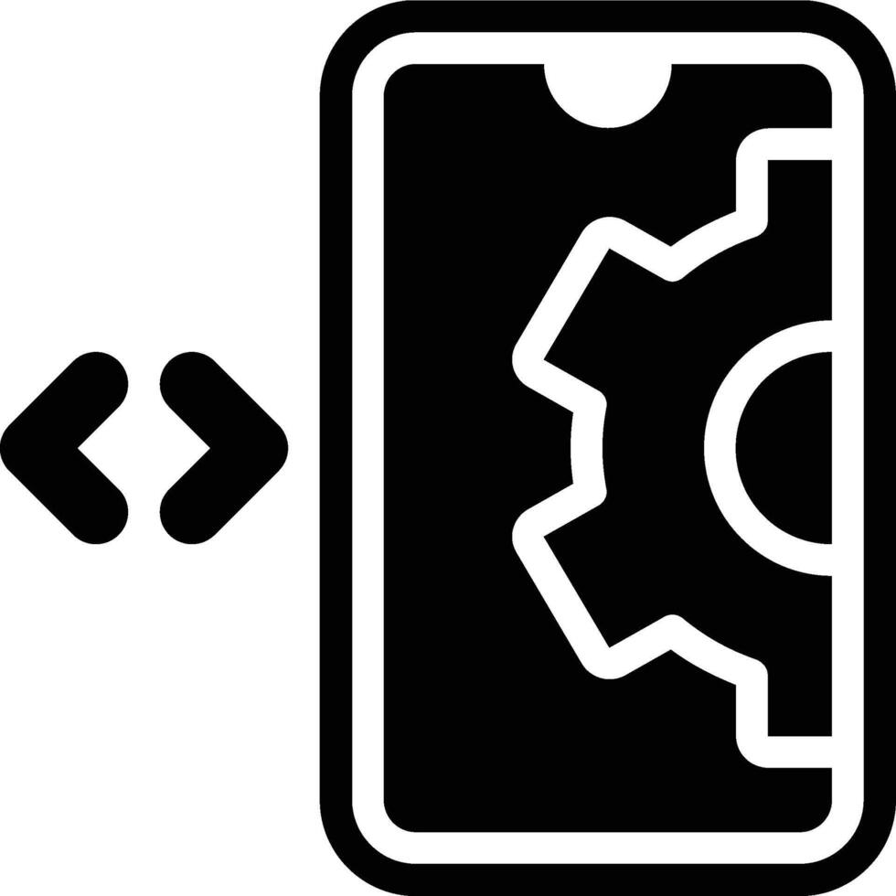 Mobile Development, Mobile Programming, Mobile App Glyph Solid Icon vector