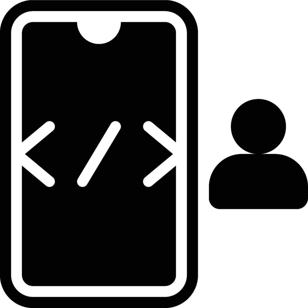 móvil aplicación, desarrollador, aplicación desarrollador glifo sólido icono vector