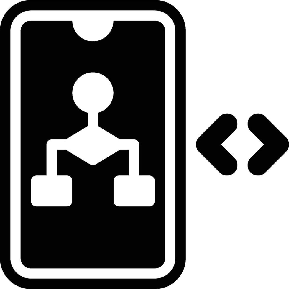 Algorithm, Mobile Programming, Mobile App Glyph Solid Icon vector