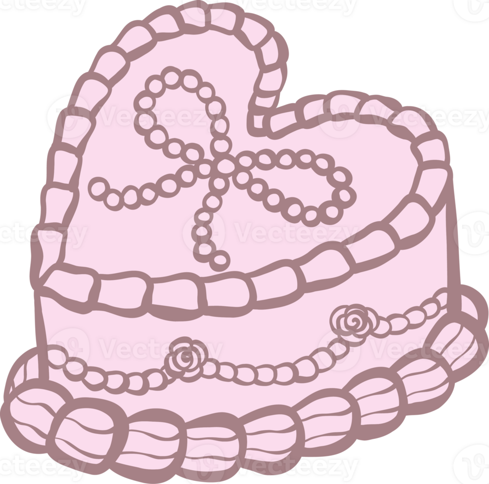 Cute Coquette pink cake illustration png