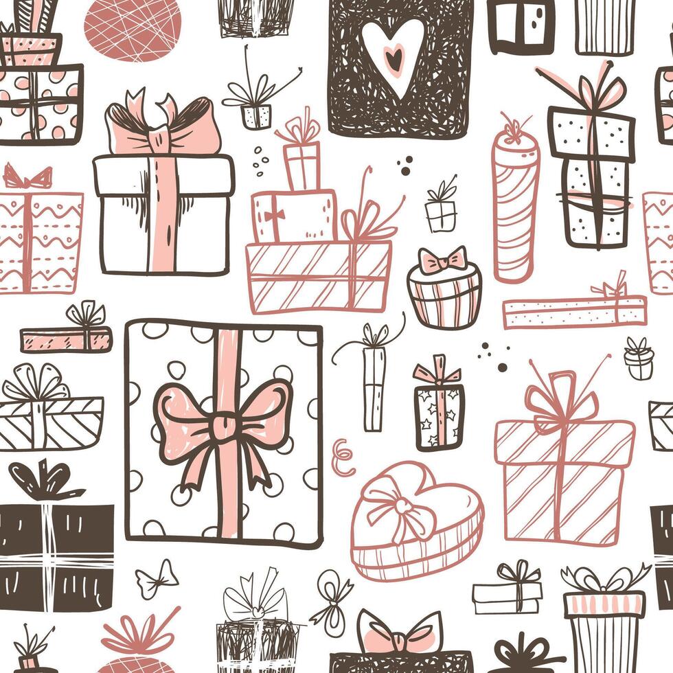 Seamless pattern with gift boxes and bows vector