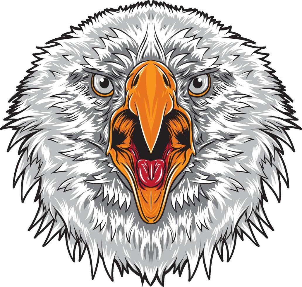 An eagle head with open mouth and open beak vector