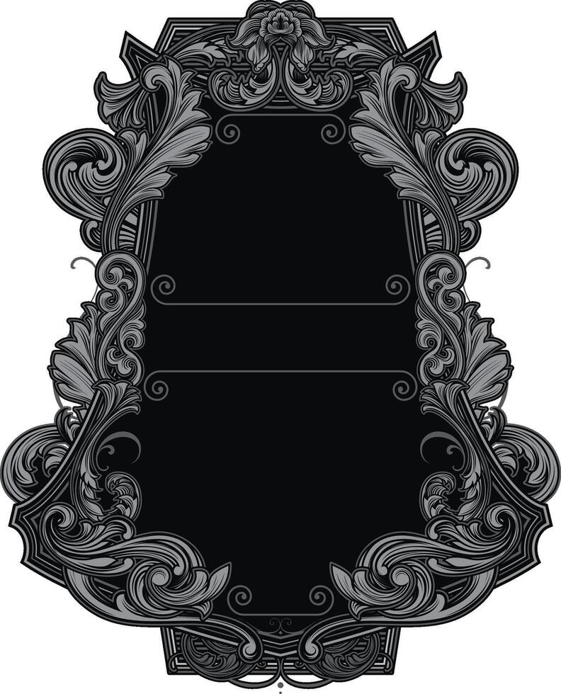 An ornate black frame with a black border vector