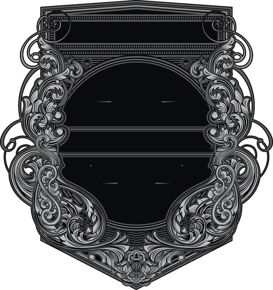 A black and white ornate design with a frame vector