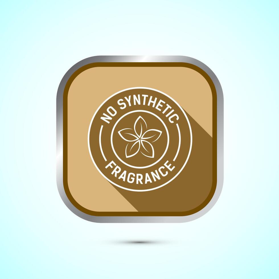 No synthetic fragrance icon design illustration. Synthetic fragrance free label sign symbol, Gold color shadow button design vector