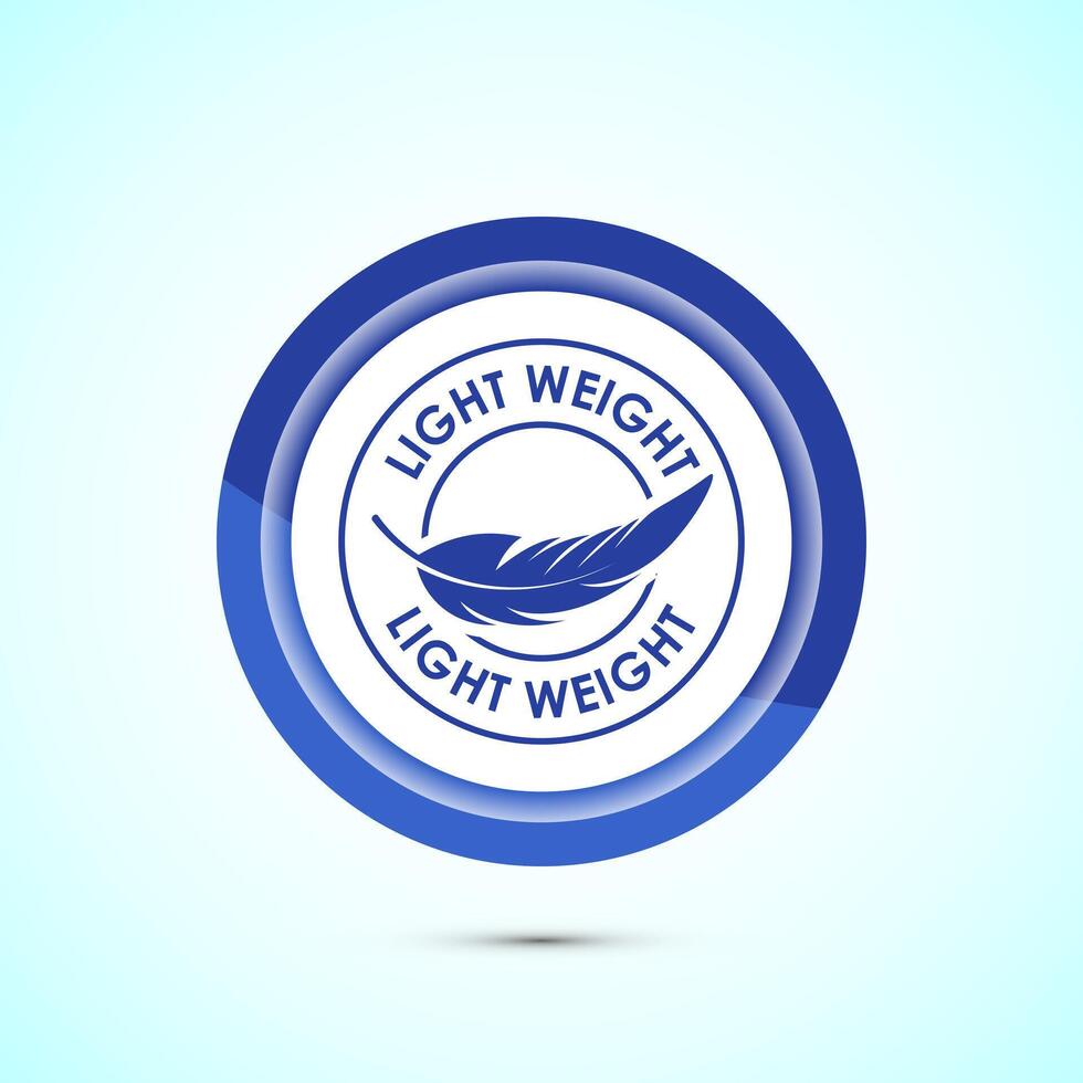 Light weight icon design illustration. Feather icon, Light weight label sign symbol, Blue color button design vector