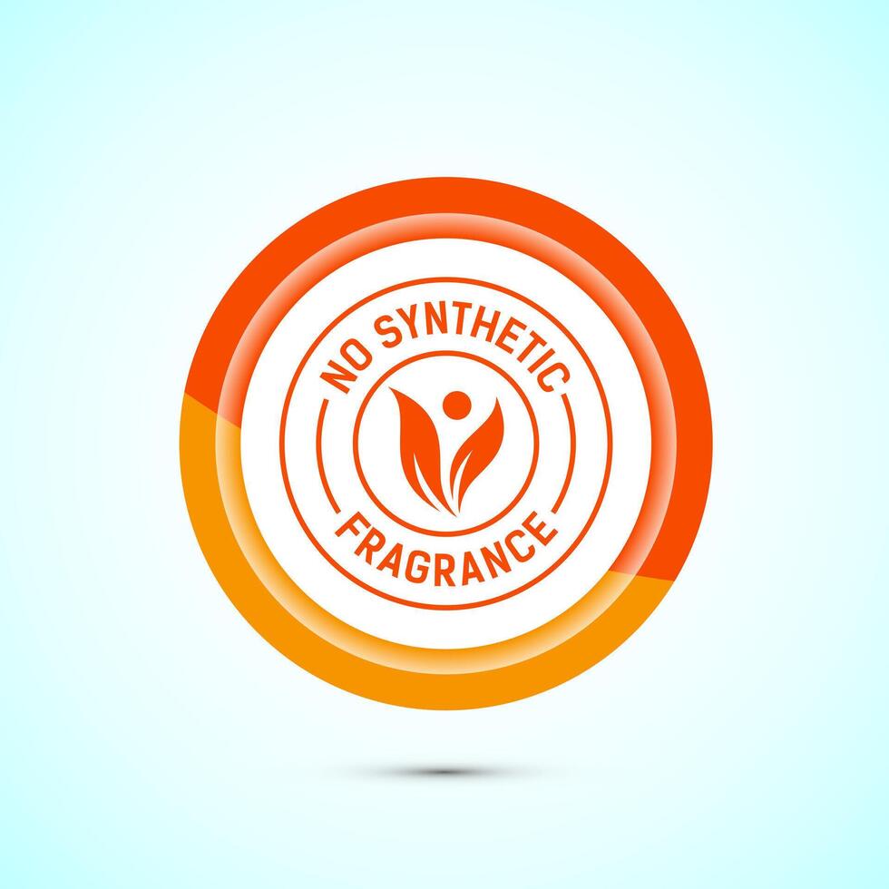 No synthetic fragrance icon design illustration. Synthetic fragrance free label sign symbol, Orange color button design vector