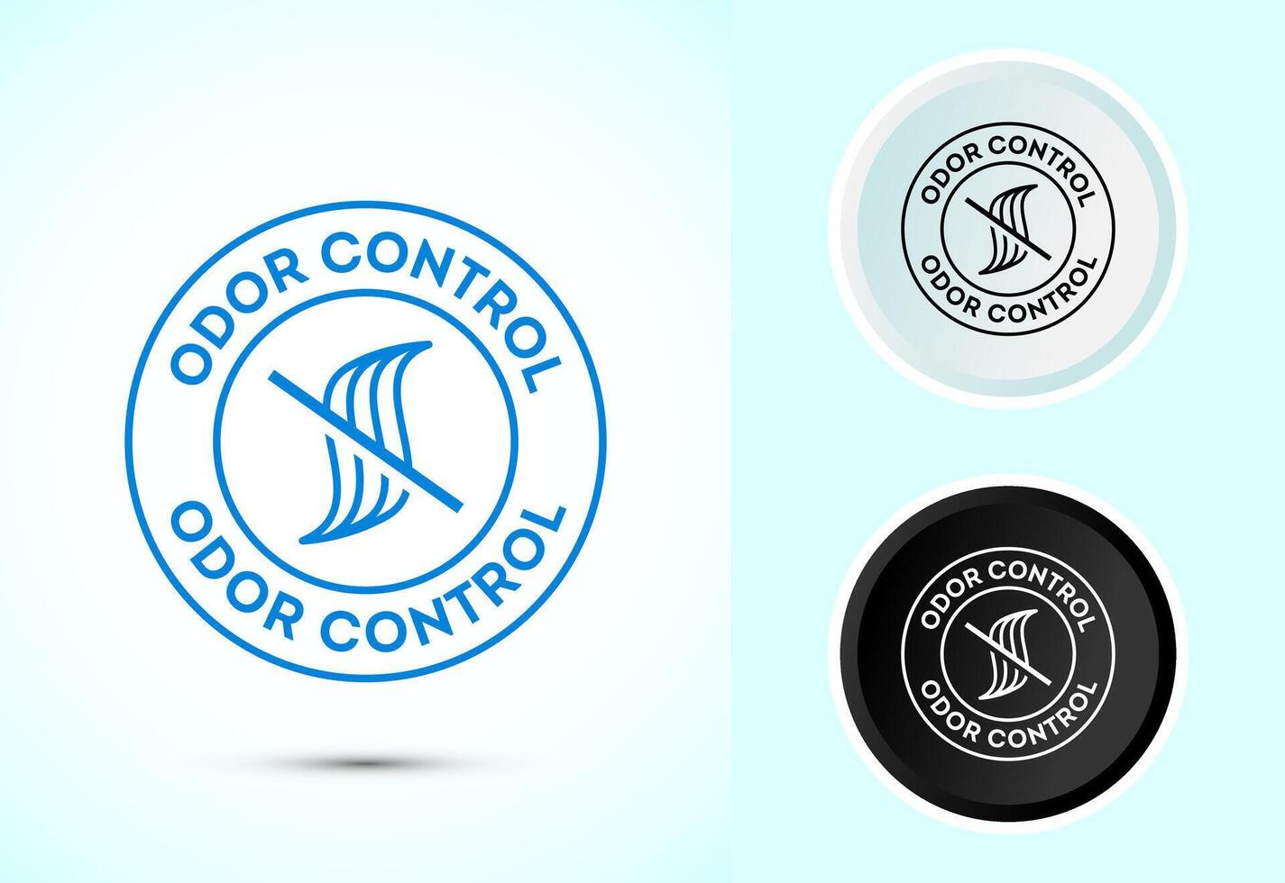 Odor control icon illustration. Anti bad smell icon, Odor free label in color, black and white vector