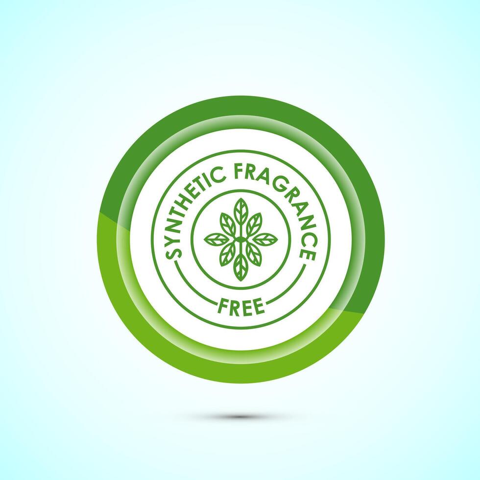 No synthetic fragrance icon design illustration. Synthetic fragrance free label sign symbol, Green color button design vector