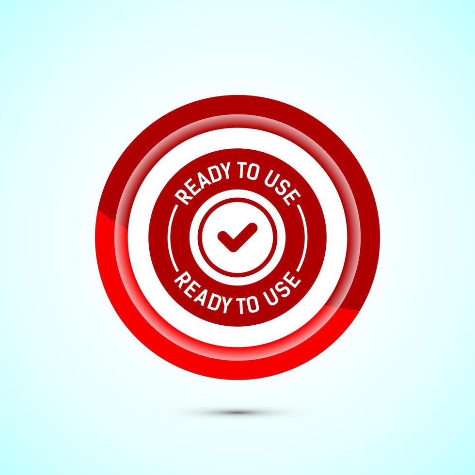 Ready to use icon design illustration, Ready to use badge label sign, Red color button design vector