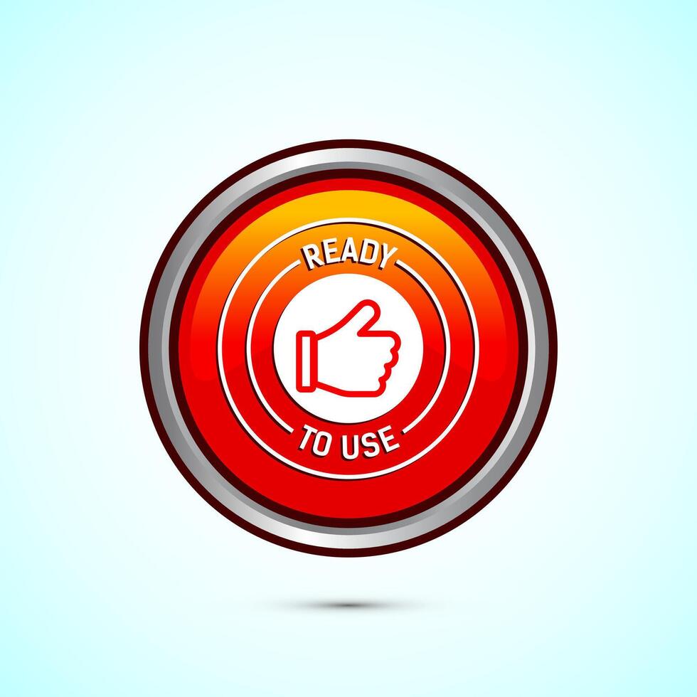 Ready to use icon design illustration, Ready to use badge label sign, Orange color round button design vector