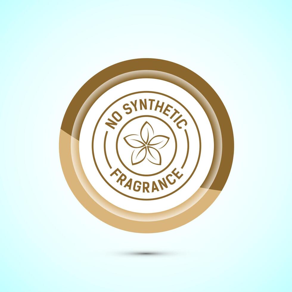 No synthetic fragrance icon design illustration. Synthetic fragrance free label sign symbol, Gold color button design vector