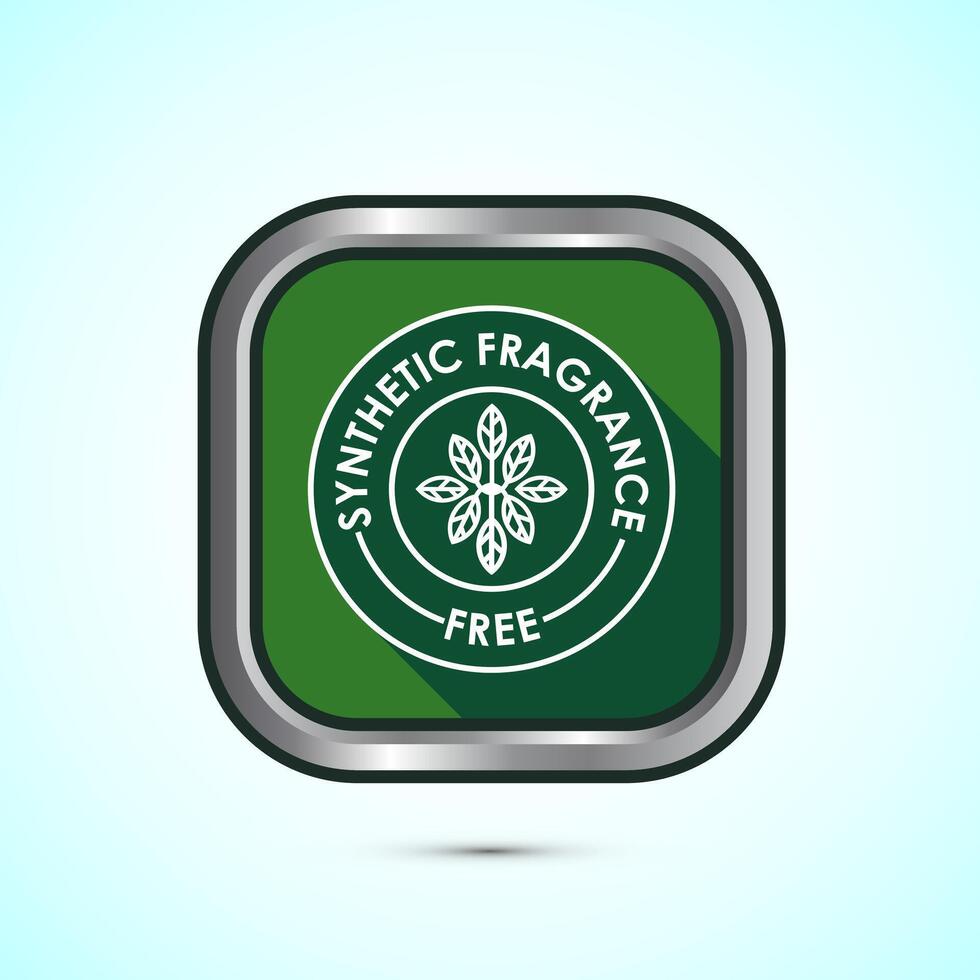 No synthetic fragrance icon design illustration. Synthetic fragrance free label sign symbol, Green color shadow button design vector