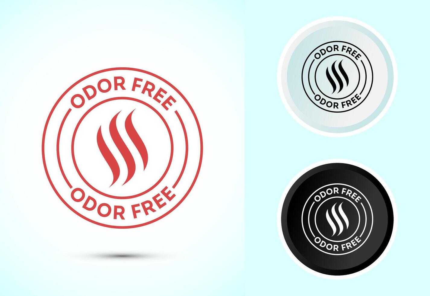 Odor control icon design. Anti bad smell icon, Odor free label in color, black and white vector