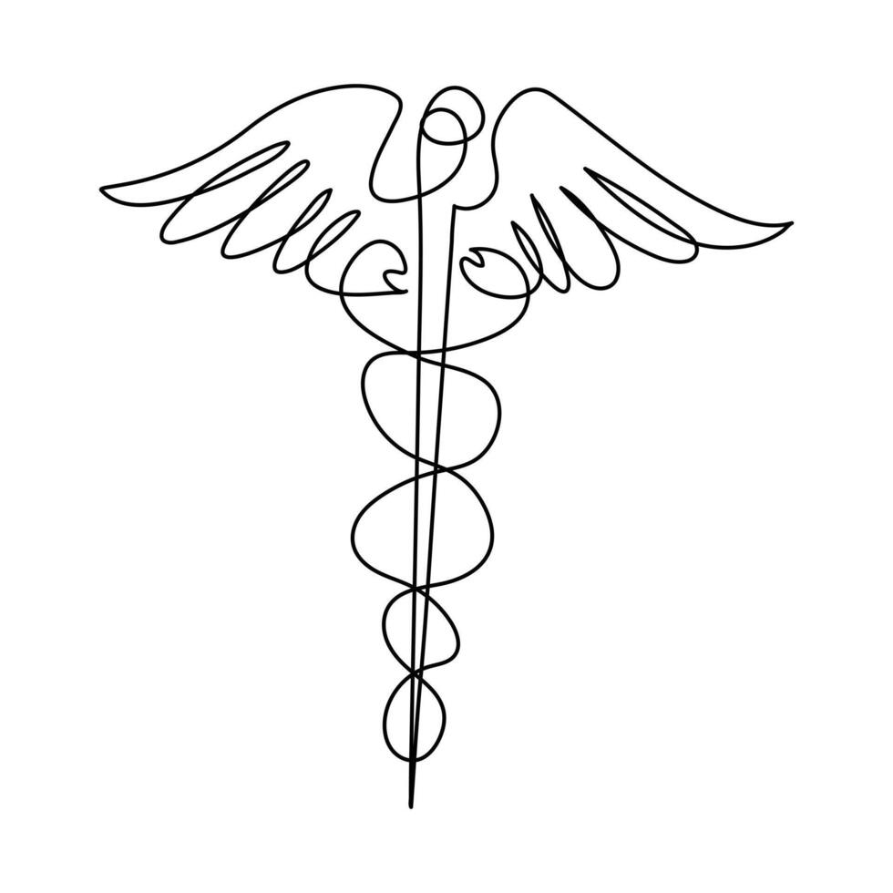 Medicine Caduceus Line icon, Sketch Design vector