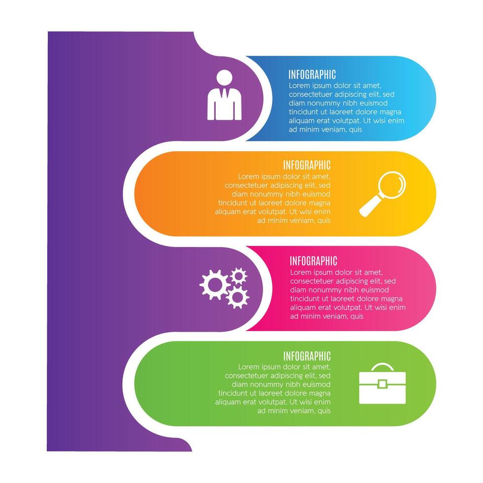 Chart list 4 step editable infographic template modern design vector