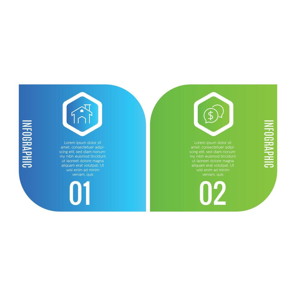 2 step modern concept layout editable business data infographic template design vector