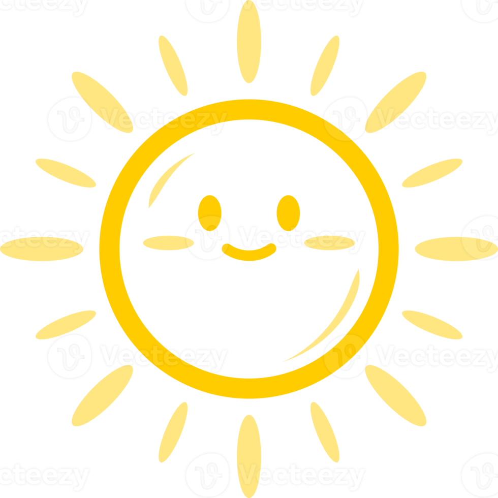 Yellow smile sun doodle icon png