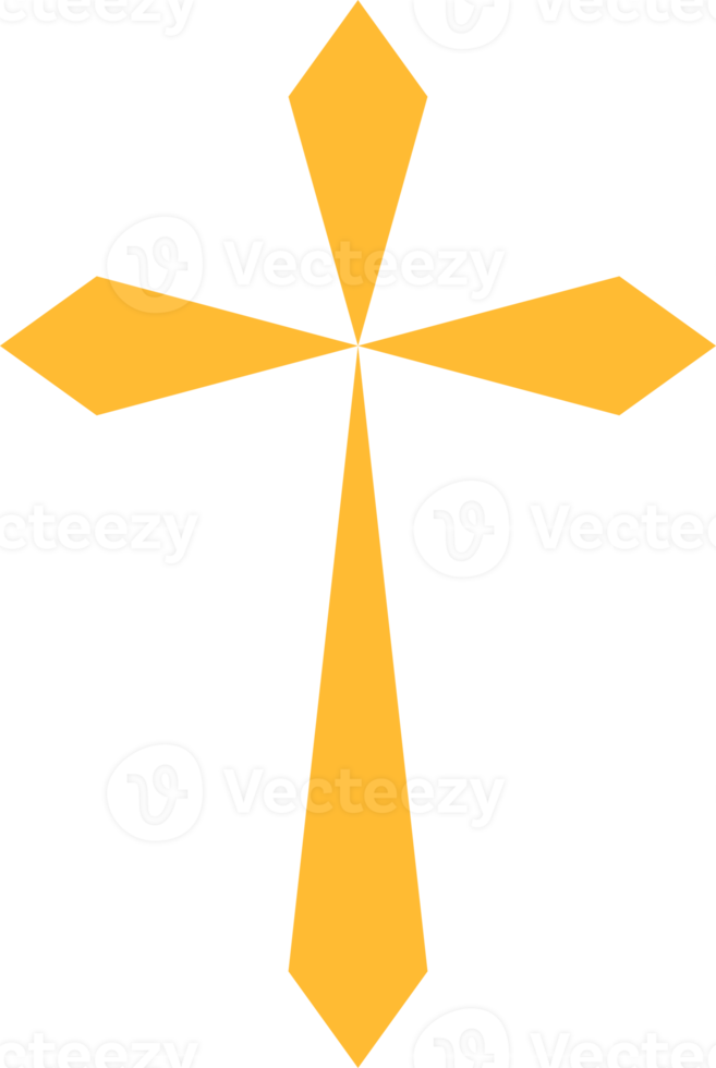 Yellow christian crucifix cross religion icon png