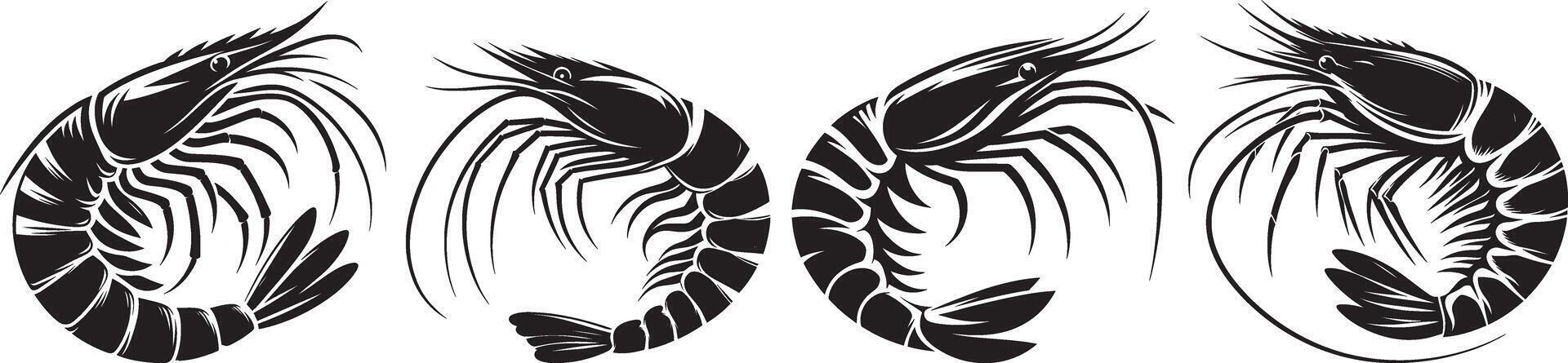 Shrimp tattoo design vector