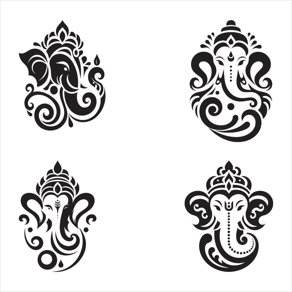 Set of ganesha symbols vector