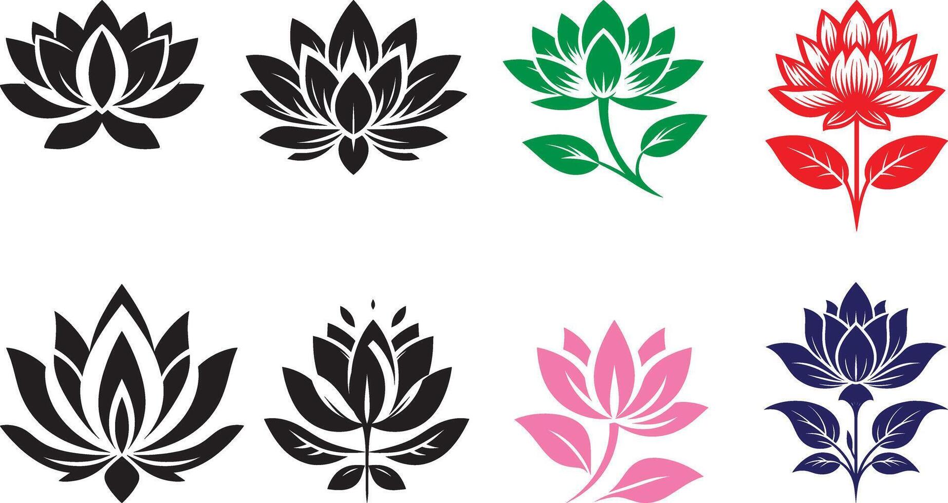 Various lotus flowers vector