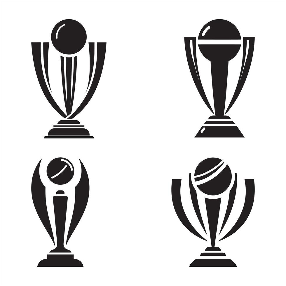 Four different trophies and cups on a white background vector