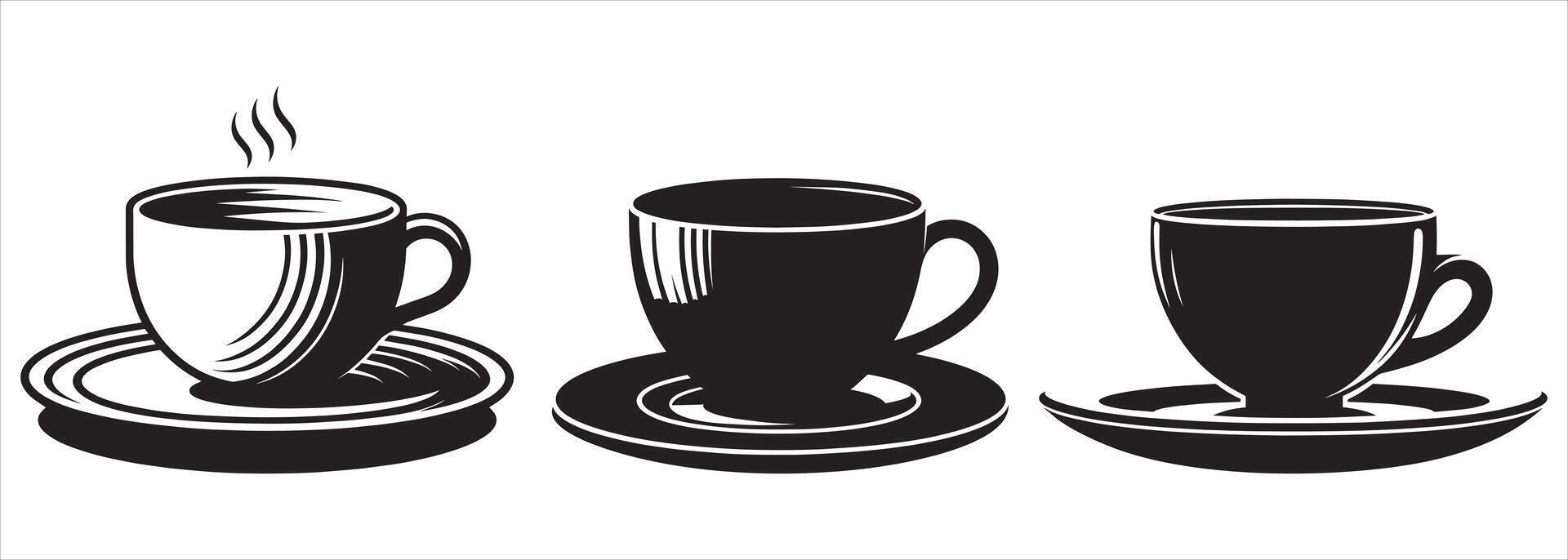 Coffee cups and saucers illustration vector