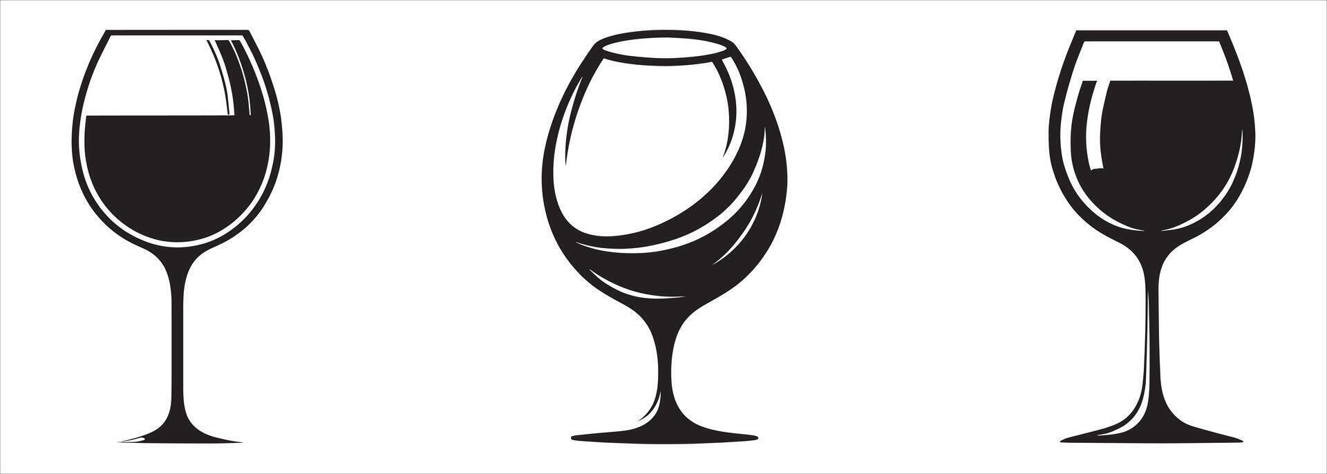 Four wine glasses with different shapes and sizes vector