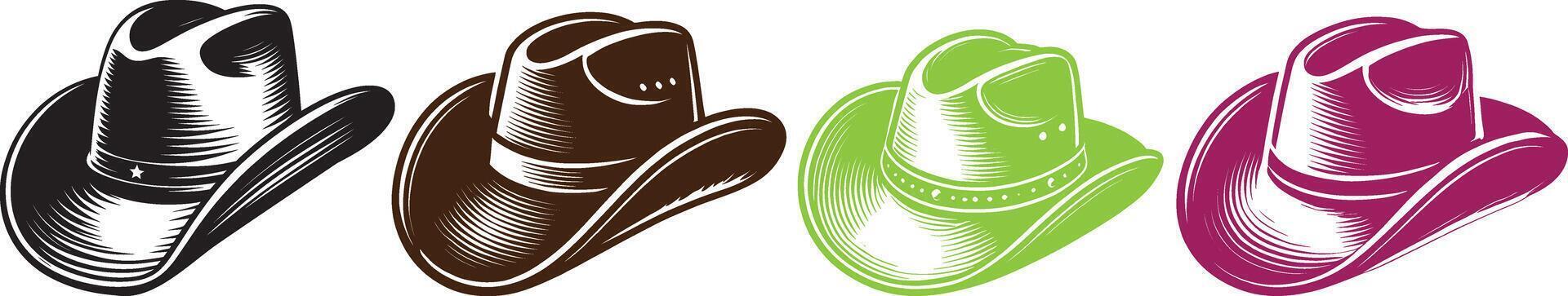 Four hats with different colors vector