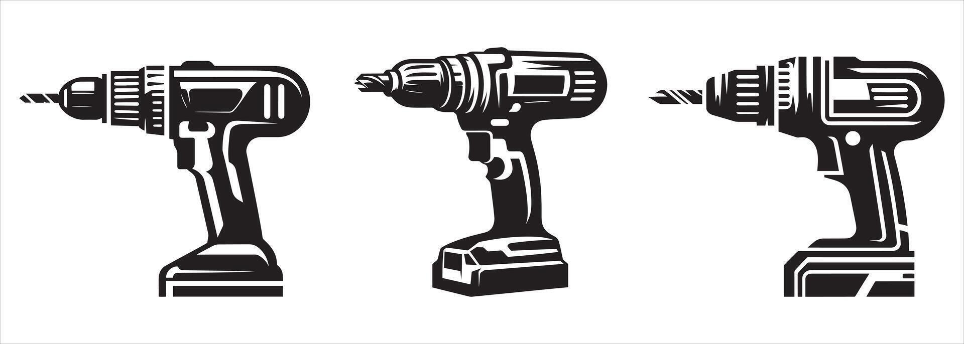 Three different types of electric tools on a white background vector