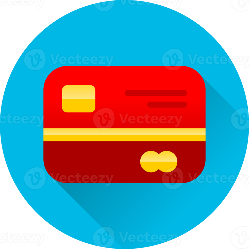 Red credit card business on blue circle icon png