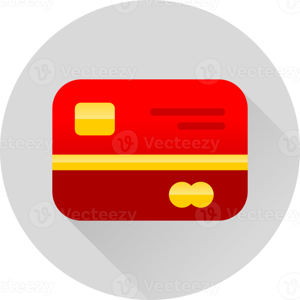 Red credit card business on gray circle icon png