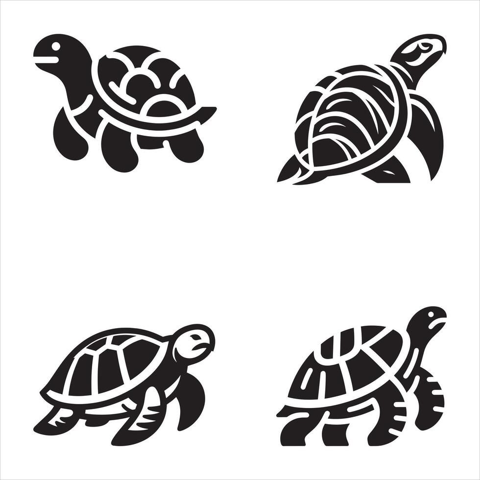 Turtle icon set vector