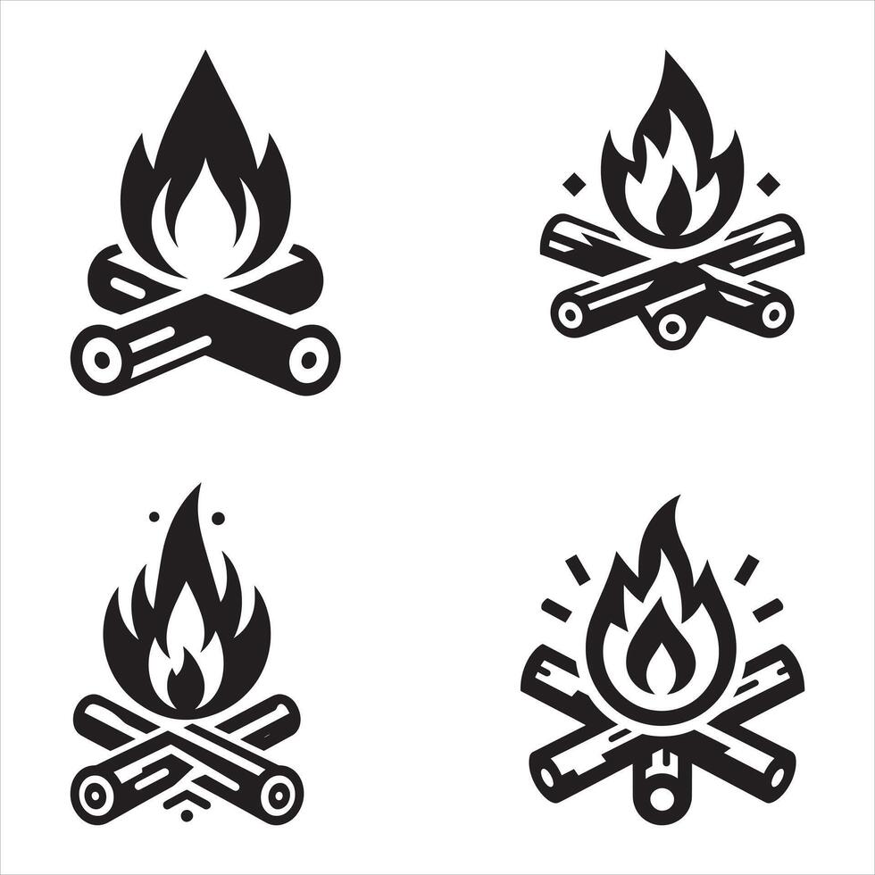 Four different types of campfire icons vector