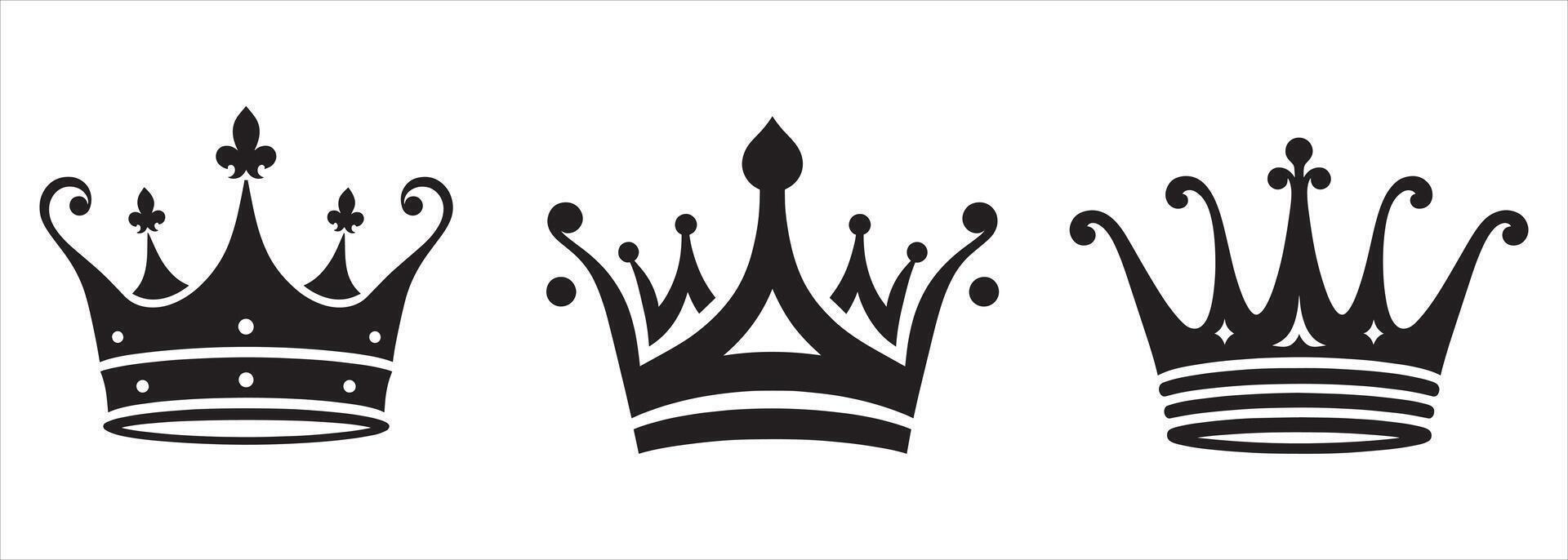 Three crowns in black and white on a white background vector