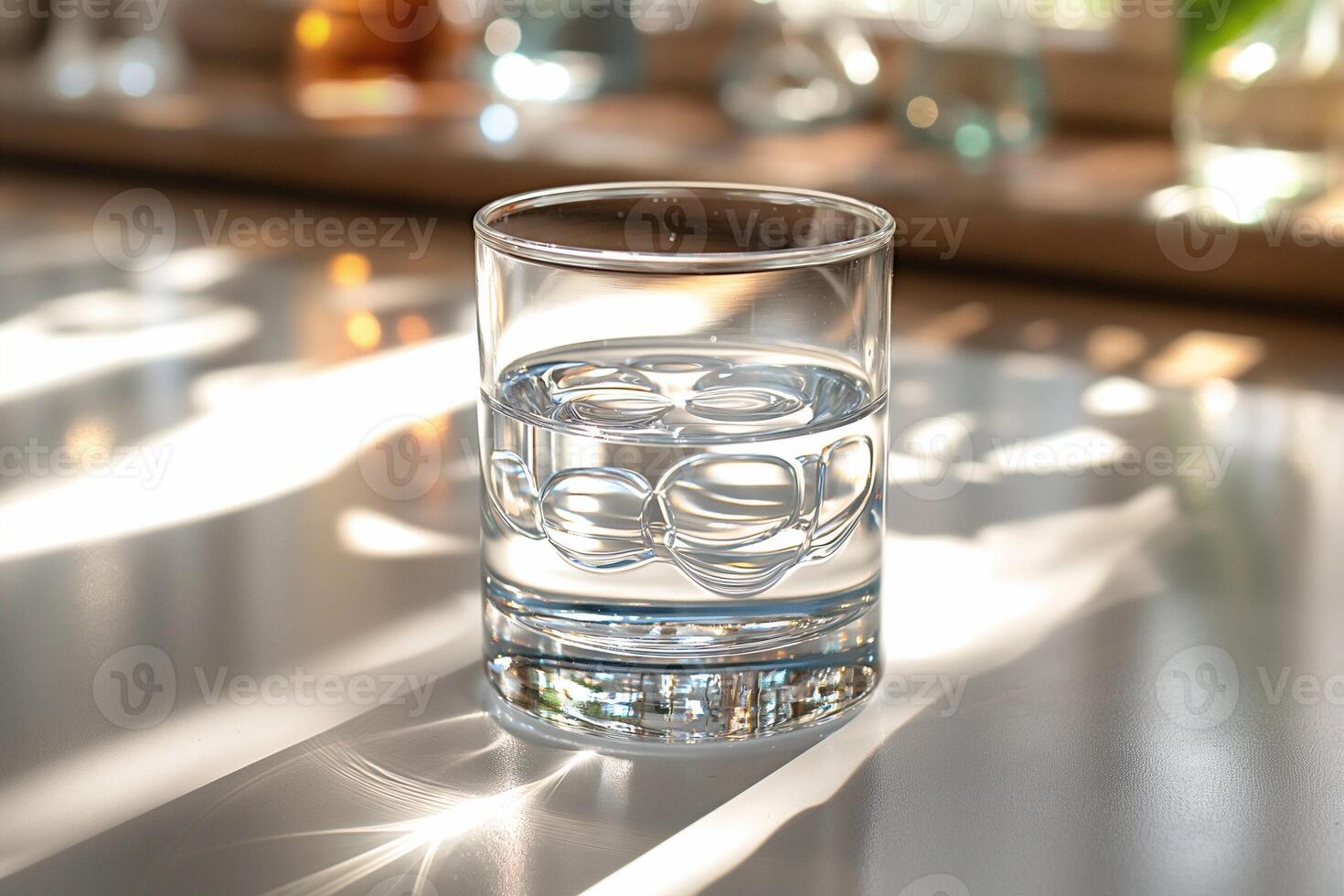Crystal clear water reflects sunlight in a serene and inviting setting. photo