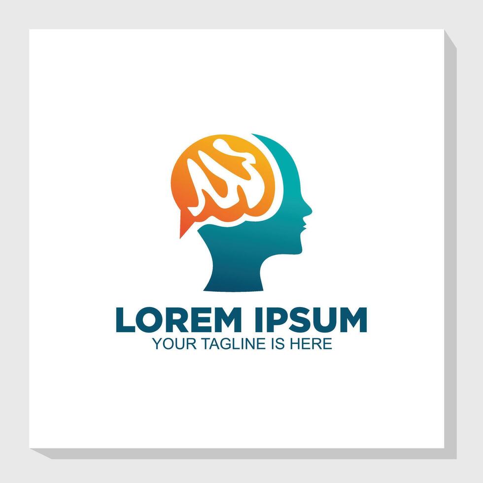human and AI logos concept, technology logo template, brain and technology logos vector