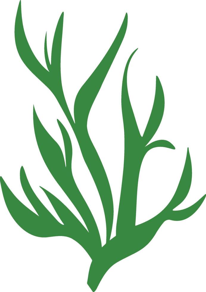 Green Seaweed Silhouette Illustration. vector