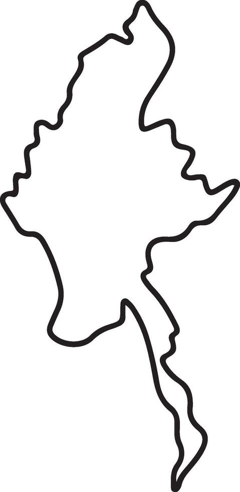 Myanmar Country Outline Map. vector