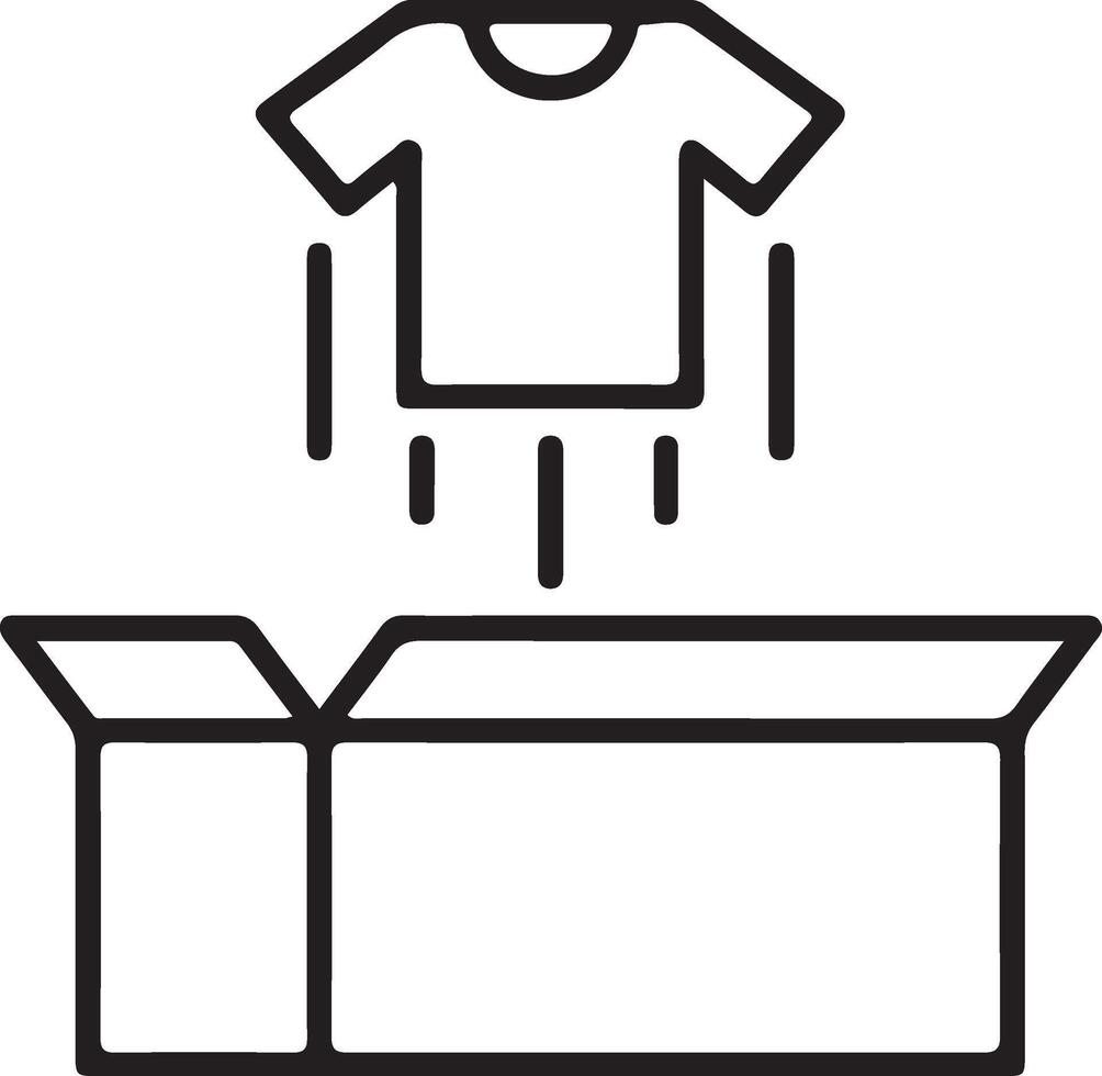 Clothing unboxing icon, apparel delivery symbol. vector