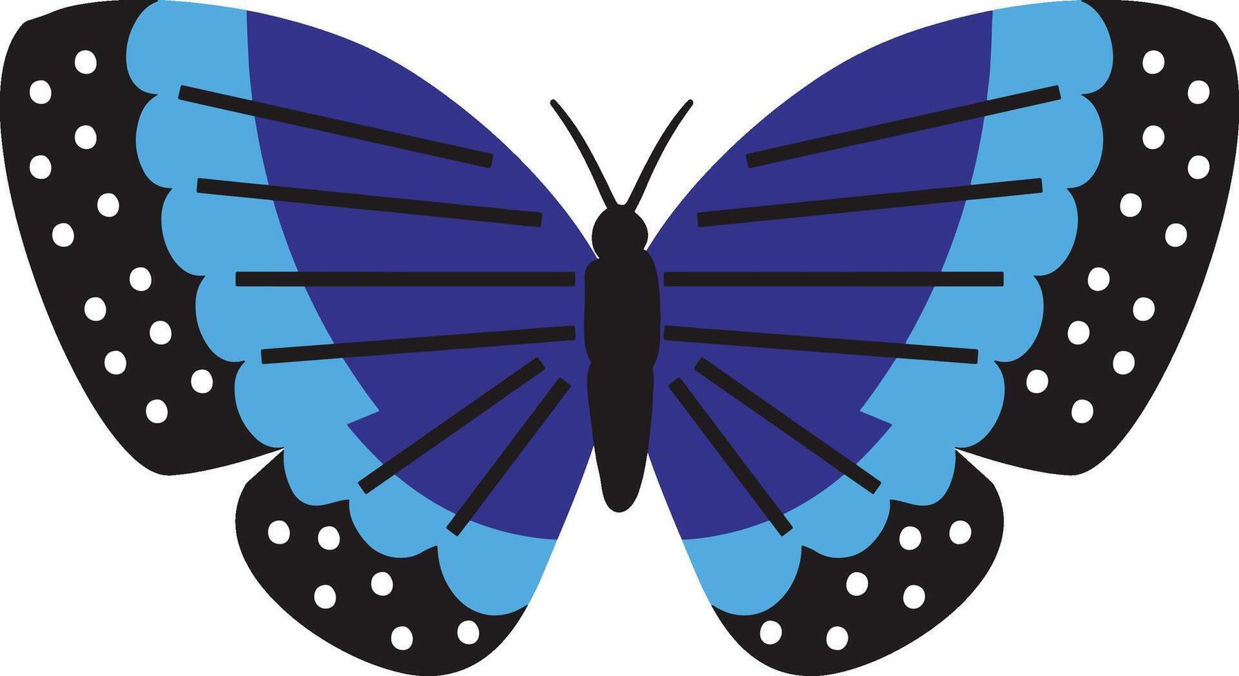 Blue and Black Butterfly Illustration. vector
