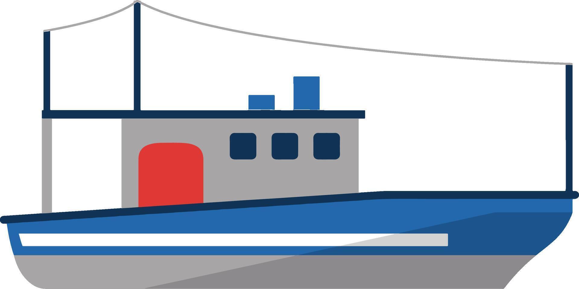 Fishing Boat Illustration in Flat Design Style. vector