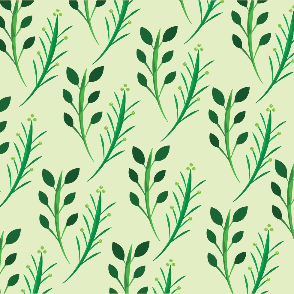 Seamless Green Botanical Leaf Pattern Background. vector